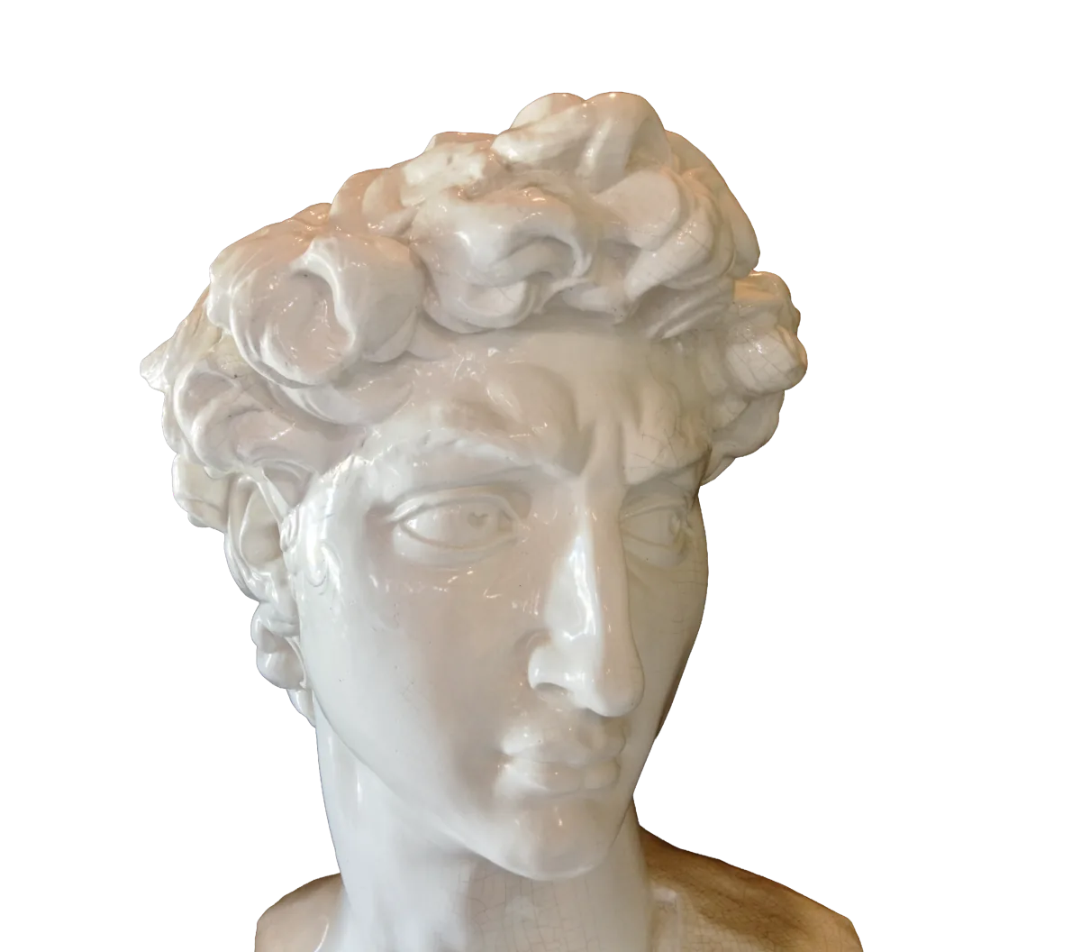Classical white bust from the decor at Joey's
